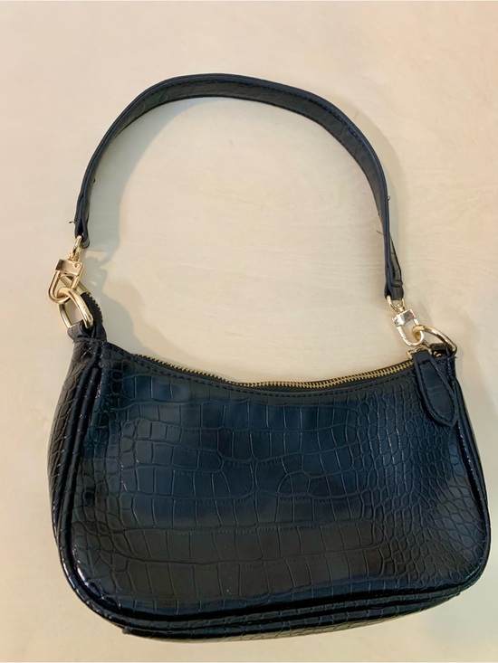 Handbags - Classic Black Croc-Embossed Shoulder Bag - Great Condition